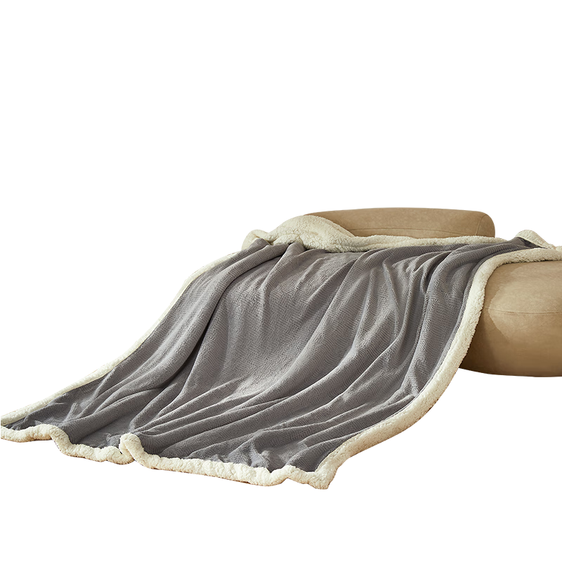 一默毛毯秋冬办公室午睡毯居家沙发盖毯加厚保暖双面绒蝴蝶法兰绒毯子 雾灰（多用途绒毯） 150*200cm（单人盖毯）