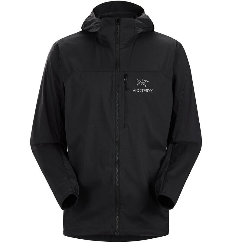 始祖鸟（ARC'TERYX）买手代购Squamish Hoody 男士轻薄透气防晒衣风壳连帽休闲皮肤衣 Black XL