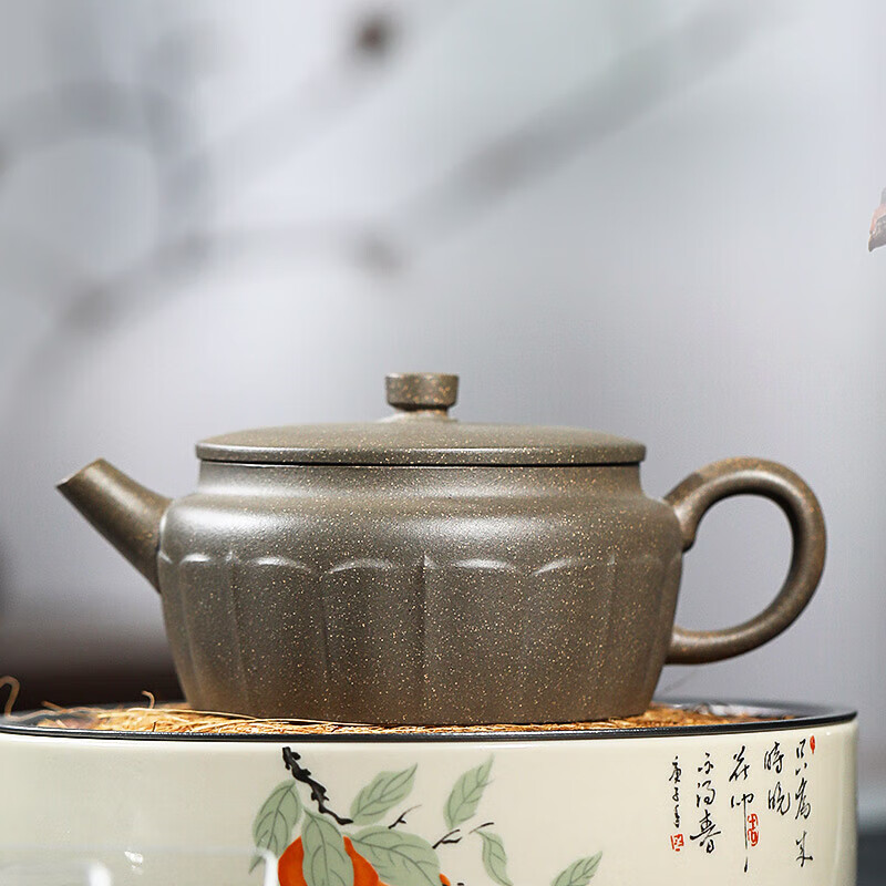 百年利永 宜兴紫砂壶纯全手工原矿青段泥清心莲瓣壶功夫茶具泡茶壶190