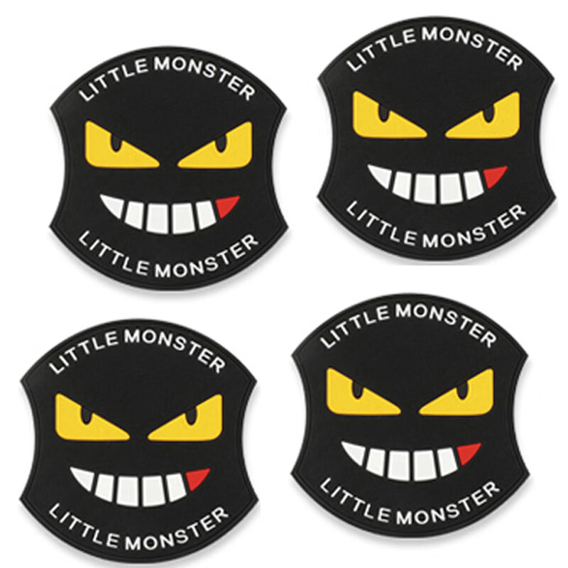 防撞条门把手拉手防刮条装饰贴卡通硅胶刮痕贴改装 小怪兽 门碗 黑色