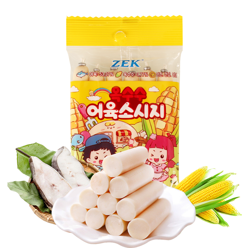 ZEK 韩国进口 深海玉米鳕鱼肠儿童零食 鱼肉火腿肠 早餐即食 90g