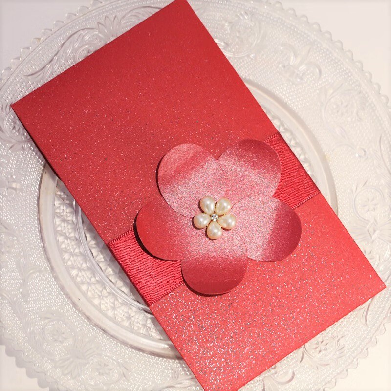 艾晴手贺 珍珠花朵红包无字高级感结婚礼金利是封敬茶改口费定制创意