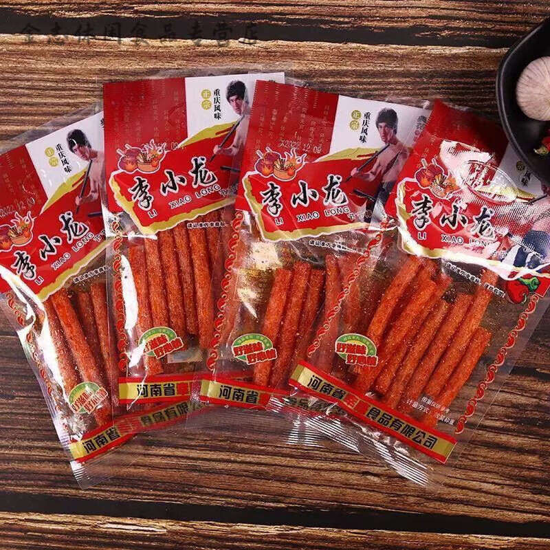 万幸李小龙节节棒火爆宿舍甜味辣条休闲零旧零食童年小面筋 18g