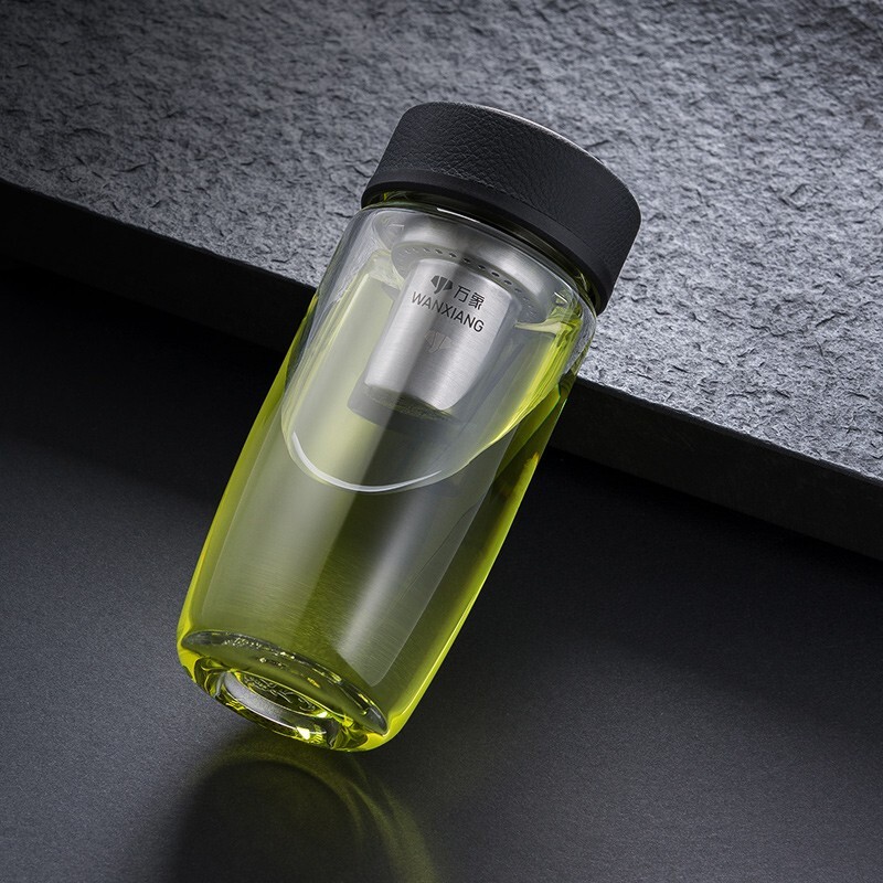 万象单层玻璃杯男女商务便携水杯大容量车载水晶杯带盖泡茶杯u65u66