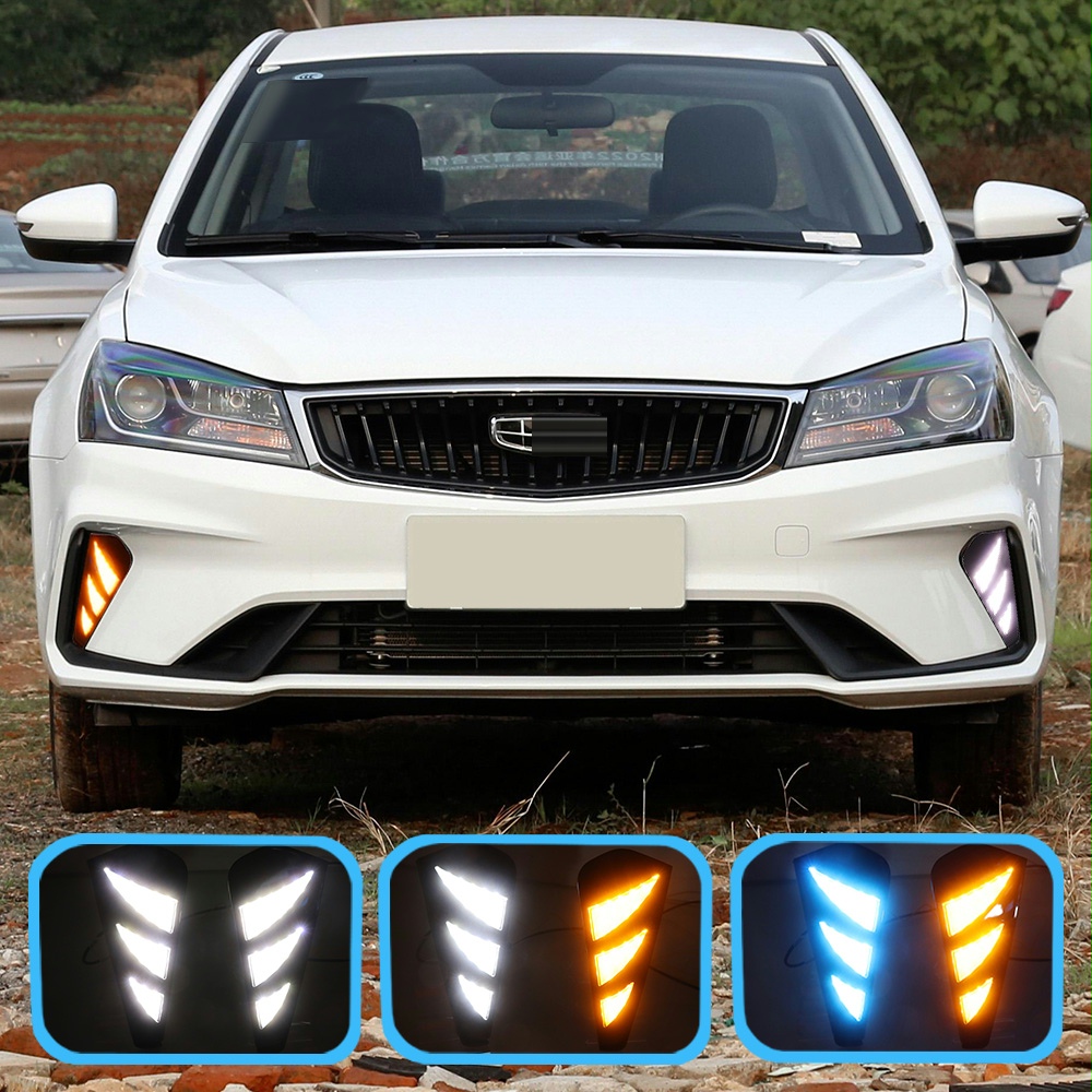 适用于21款汽车帝豪日行灯改装led日间行车灯流光转向灯前杠雾灯 单色