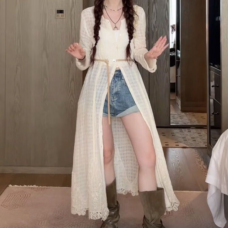 阔冉长裙子连衣裙到脚踝裙子夏天女装2024夏季新款海边度假风开衫外搭