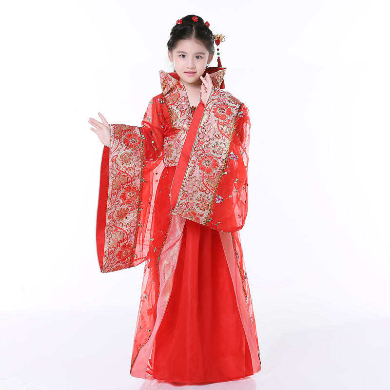 女童汉服唐古代宫廷仙女拖尾古风大袖皇后服装公主儿童小贵妃古装