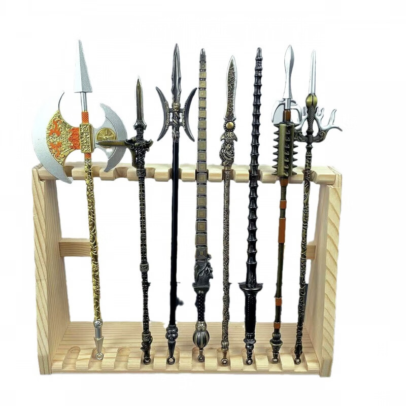 吕布月双戟金属合金武器模型摆件十八般玩具 古代兵器8件套a款22cm