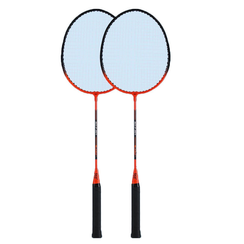 361° 羽毛球拍双拍套装入门训练比赛初学者耐打已穿线含羽毛球手胶 铁合金双拍【橙色】