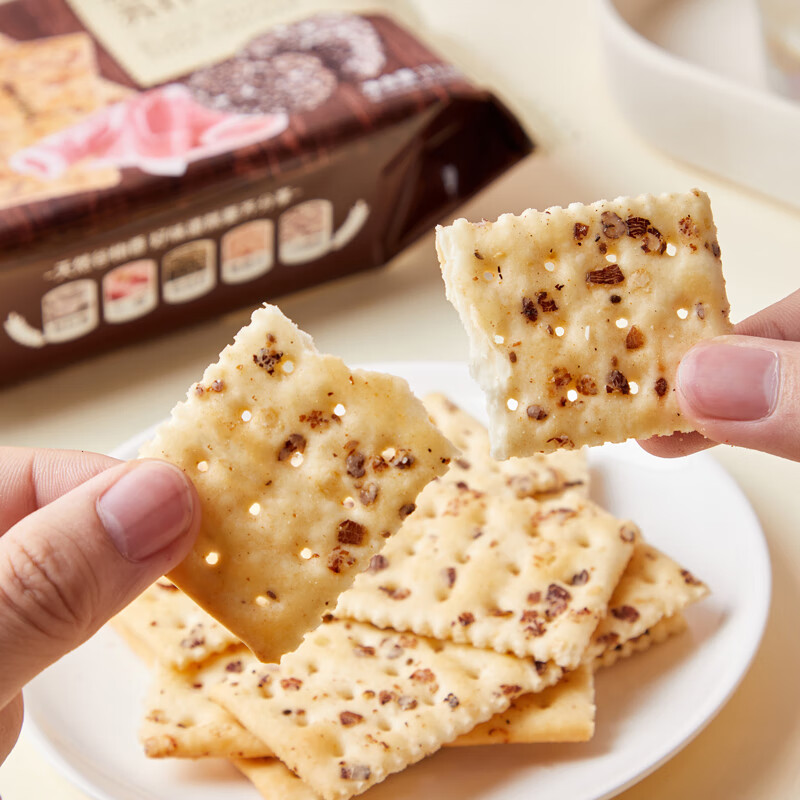 十足黑松露火腿苏打饼干112g香脆零食独立包装开袋即食饼干 黑松露火腿苏打饼干112g*1包