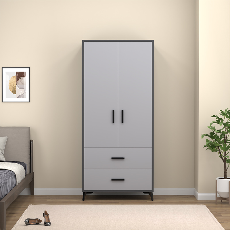 北欧衣柜现代简约家用卧室推拉门经济型家用轻奢简约储物衣柜子 两门