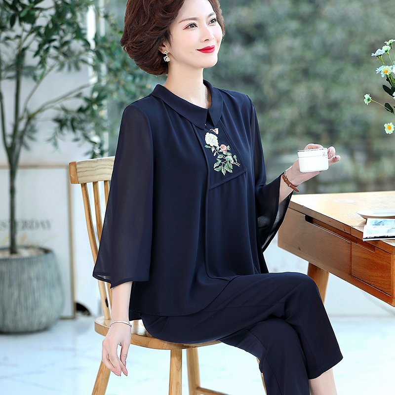 喜婆婆婚宴高贵喜庆服装婚礼妈妈装高档礼服婚礼妈妈夏装套装洋气父母