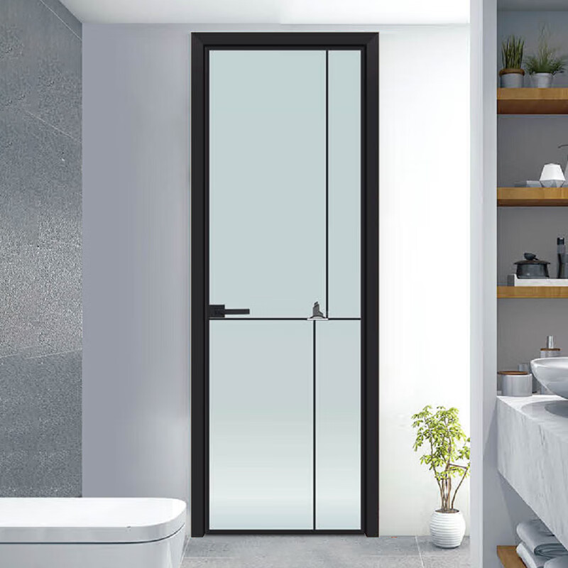 闲巢极窄边框卫生间门平开门厨房门双层钢化玻璃钛镁合金门厕所门浴室