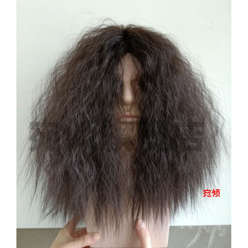 创京懿选乞丐假发成人舞台表演出道具直播假发搞笑疯子蓬乱狂人野人假头套 长发 黑棕色(高温丝)+发网