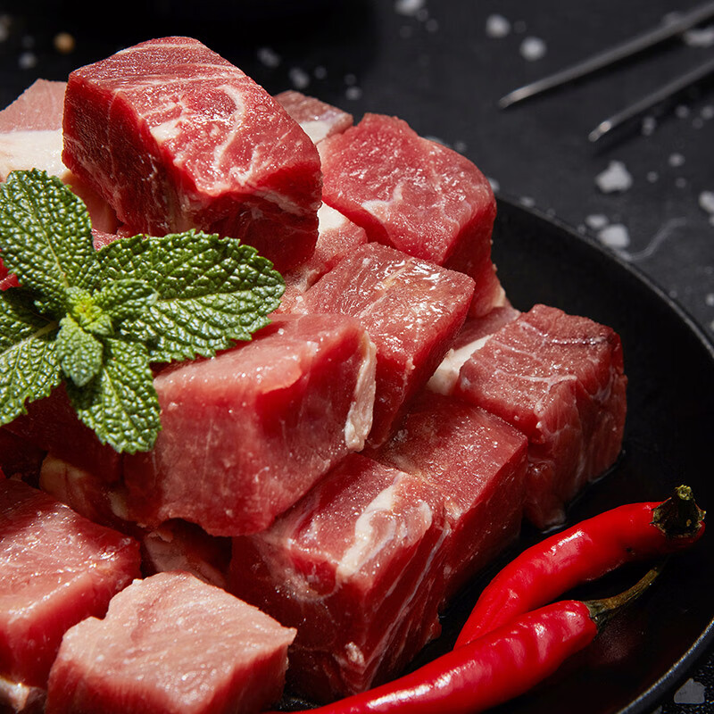 大庄园牛腩块进口原切牛肉草饲生鲜炖煮食材1kg/袋牛肉生鲜 冷冻牛肉
