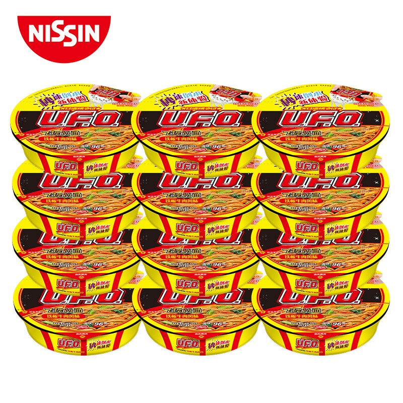 日清食品（NISSIN）UFO飞碟炒面方便面多口味组合装泡面干拌面整箱速食 铁板牛肉味 12碗