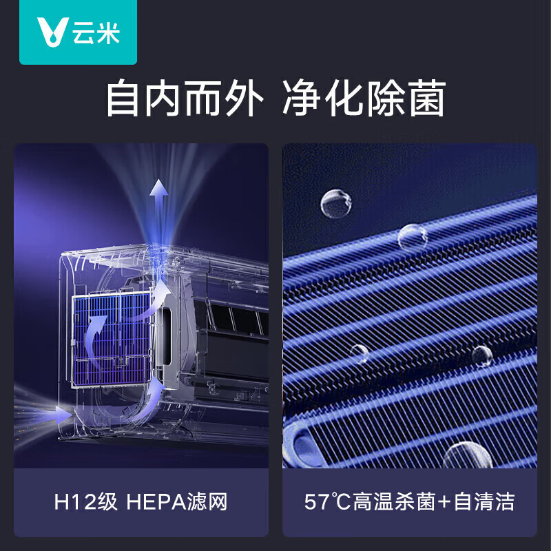 云米(VIOMI)空调 快速换新风空气米兰 家用智能新一级能效卧室变频新风版1.5P壁挂式挂机l冷暖空调 Milano 2S 1.5匹 一级能效