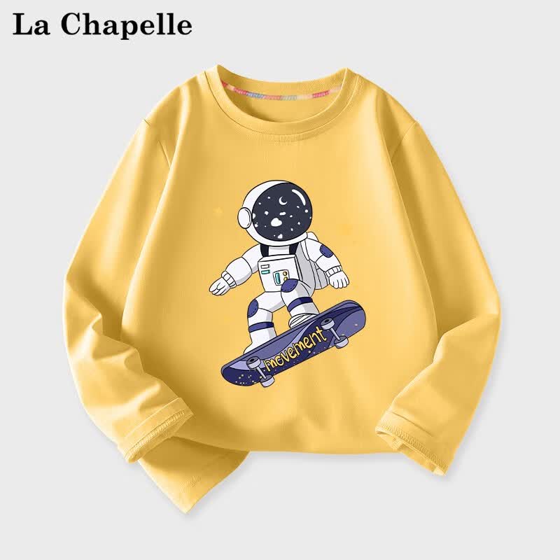 LA CHAPELLE MINI拉夏贝尔童装男童t恤儿童夏季薄款运动上衣宝宝春秋纯棉秋装长袖 【纯棉长袖】滑板少年黄色 120怎么样,好用不?