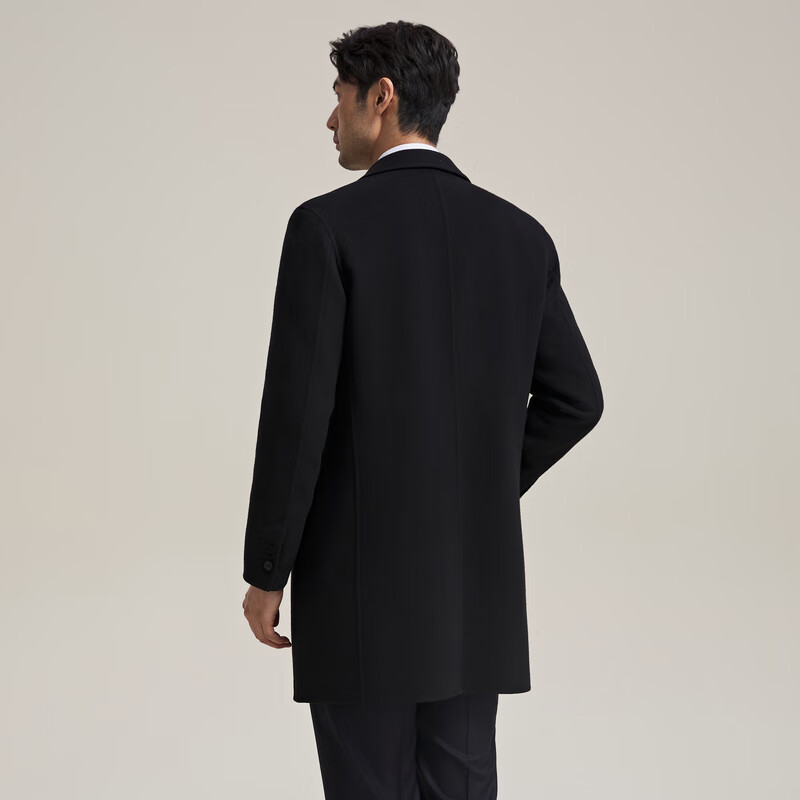 MAYOR男装 冬季Loro piana全羊毛黑色西服领双面呢大衣 黑色 M (170/92A)