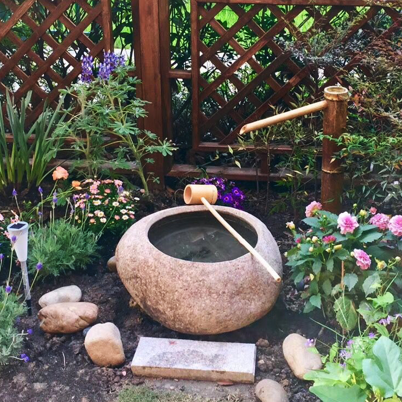 户外鹅卵石头鱼缸养鱼龟石槽 鱼池花盆景观流水庭院室内外水钵 50cm