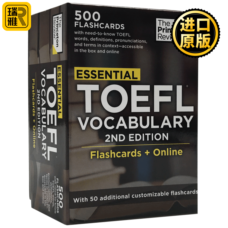英文原版 普林斯顿基础托福词汇卡片 第二版 Essential TOEFL Vocabulary 2nd Edition Flashcards + Online英语单词 英语书籍 进口原版