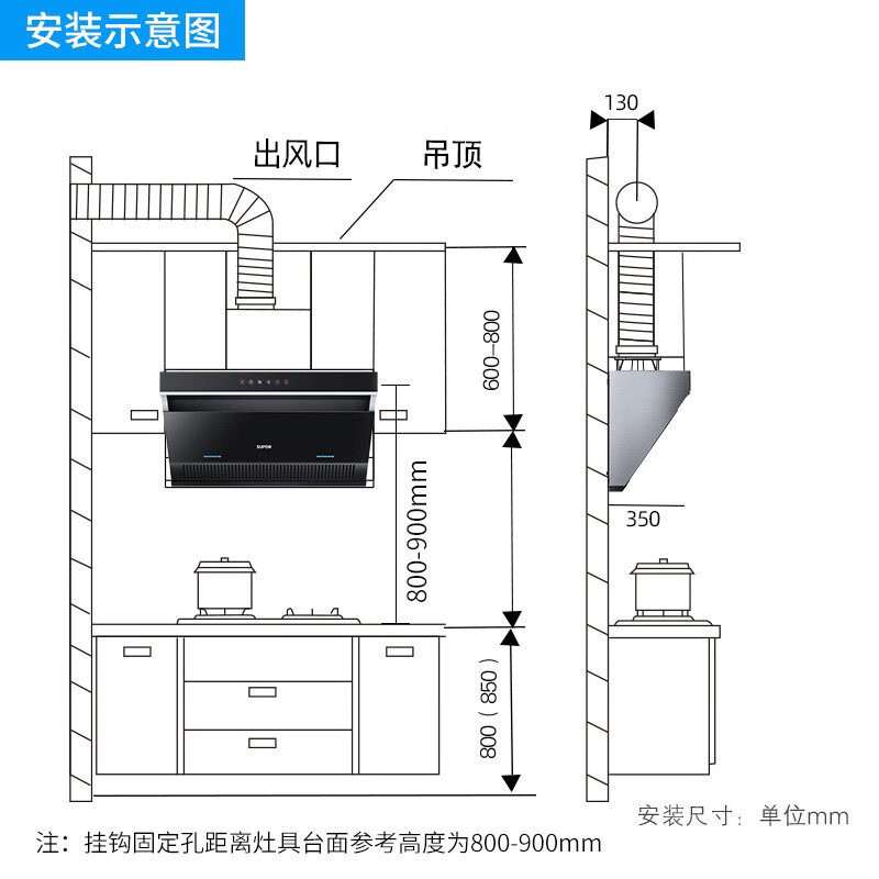 苏泊尔（SUPOR）DJ2C3油烟机侧吸式吸排抽油烟机20立方大吸力厨房家用燃气灶烟灶套装自动清洗 【单烟机】20立方大吸力挥手智控 DJ2C3