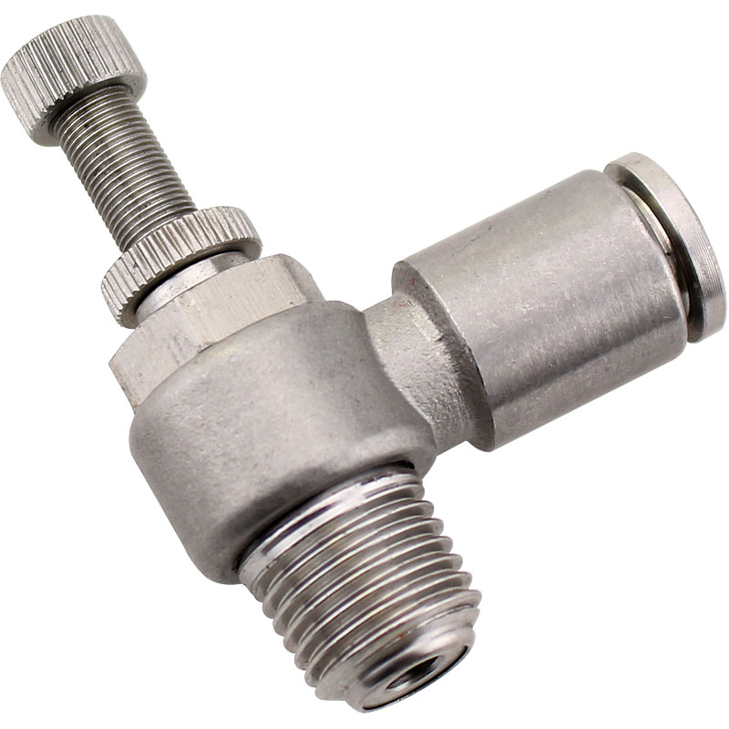 304不锈钢气动节流阀l型调速阀气管快插接头可调节快速接头sl8-02 sl4