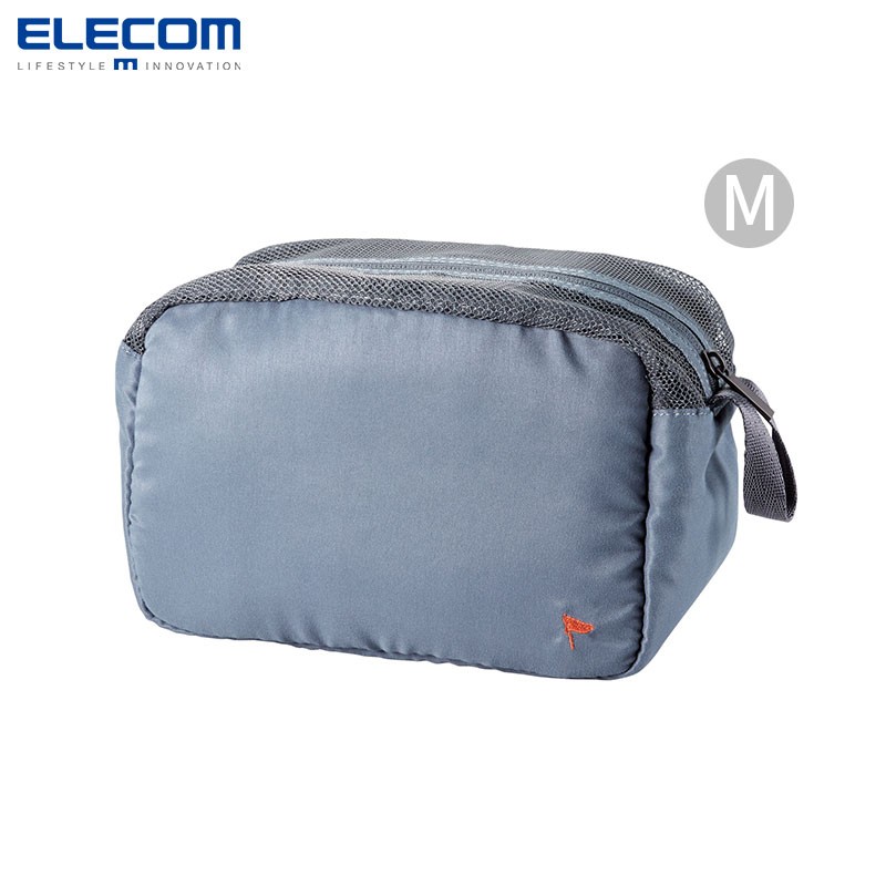日本ELECOM手提收纳包数码配件包母婴化妆品包可视手机配件小包女 蓝灰色 M码 收纳包