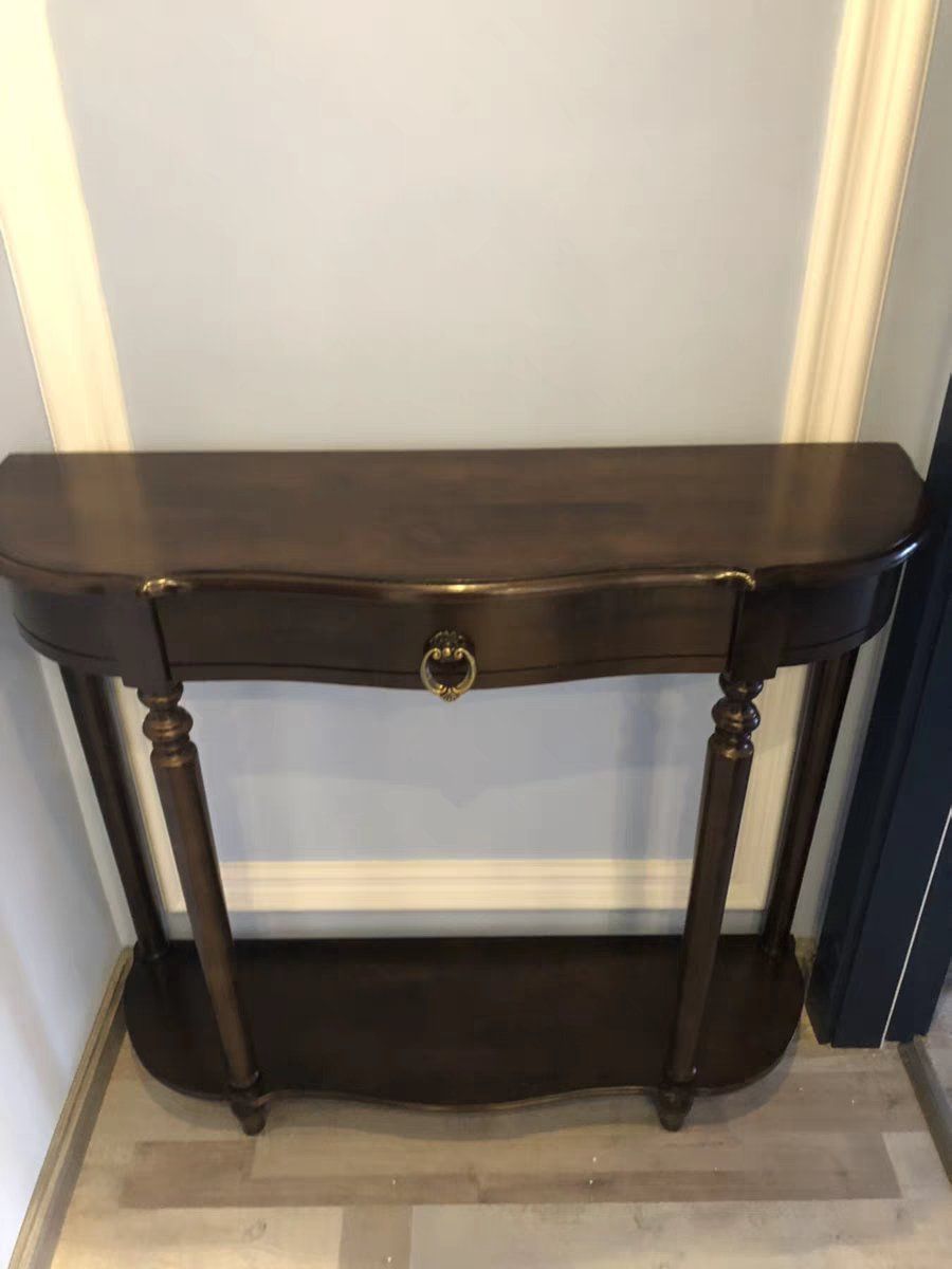 半圆桌欧式门厅入户实木玄关桌美式玄关台半圆玄关柜背几走廊靠墙桌