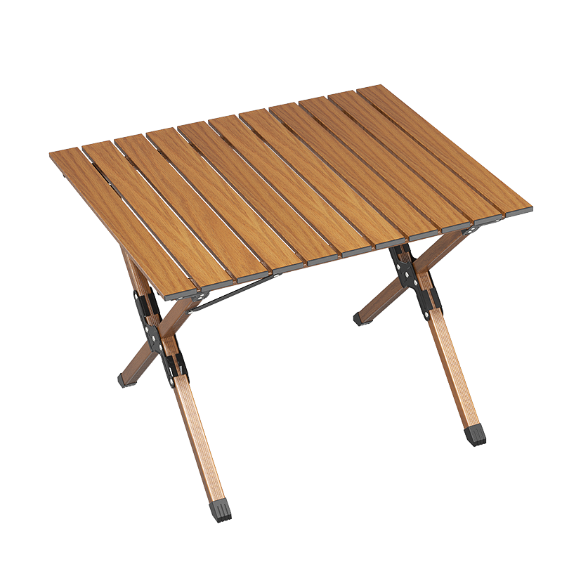 状元榜 户外蛋卷桌便携式折叠桌子克米特桌野餐露营桌自驾游野外车载桌简易桌 原木色 小号