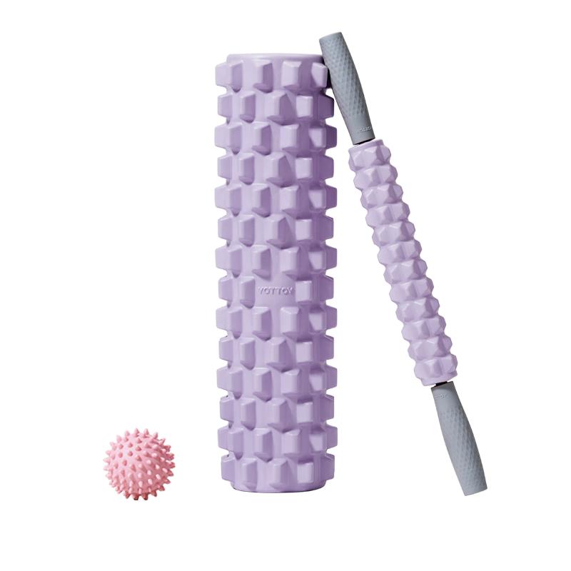 yottoy狼牙棒實(shí)心健身器材泡沫軸肌肉放松按摩滾軸輪瑯琊瑜伽柱三件套