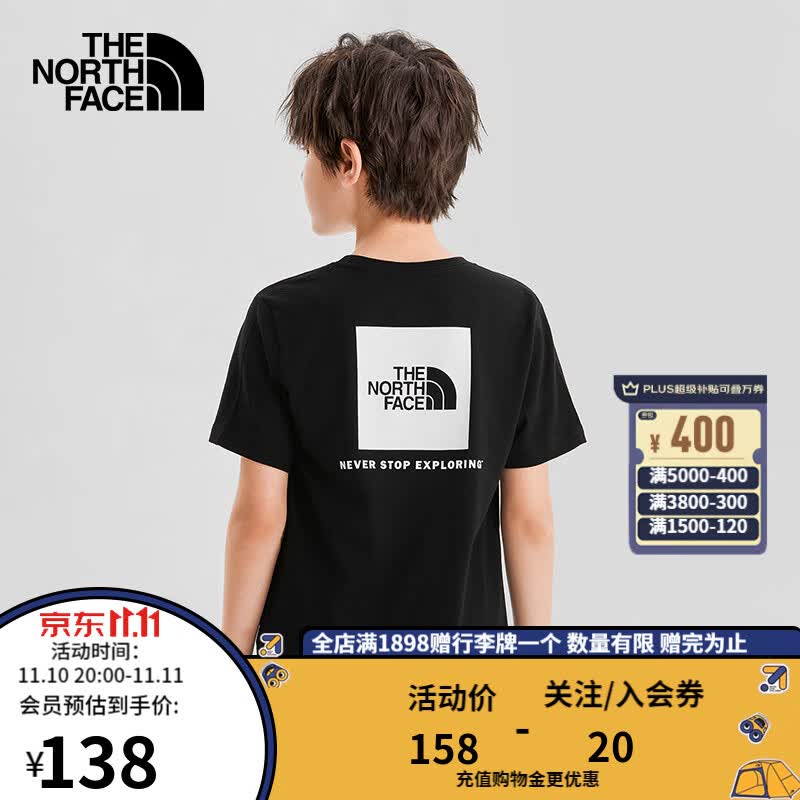 THE NORTH FACE北面童装儿童t恤短袖男女童夏装纯棉透气夏新款|4UC3 JK3/黑色 140/S怎么样,好用不?