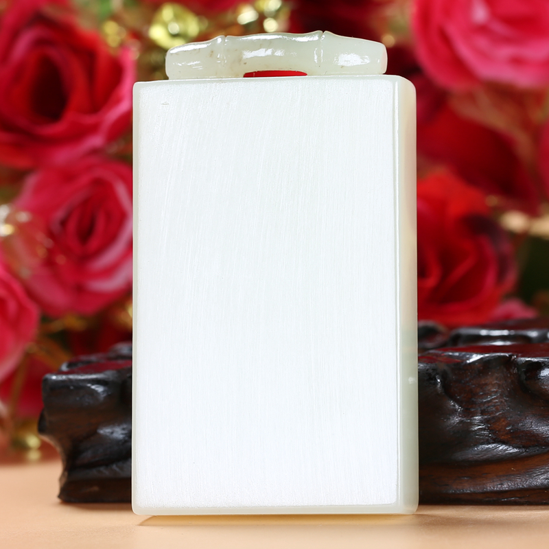 【珠宝严选】和田玉羊脂玉罕见飘翠青竹节步步高升平安无事玉牌男士