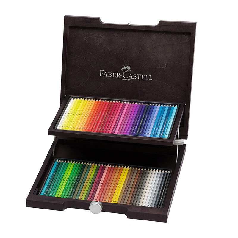 德国辉柏嘉进口艺术家水溶性彩色油性铅笔绿辉水溶性彩铅木盒装 72色