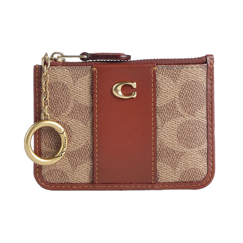 蔻驰(coach)女士经典老花钱包ci185 b4卡其色 7.5x4.2x10.9cm