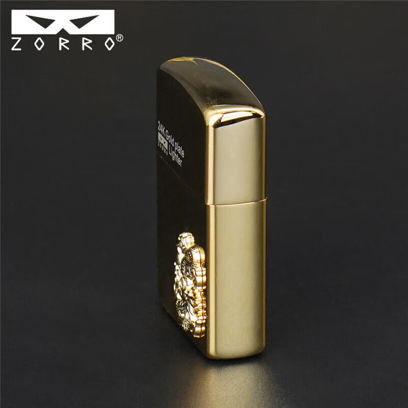 佐罗佐罗打火机二代煤油机镀金十二生肖龙年新款铜机贴章节日礼物父亲 午马Z2-1099G官字标二代金机芯
