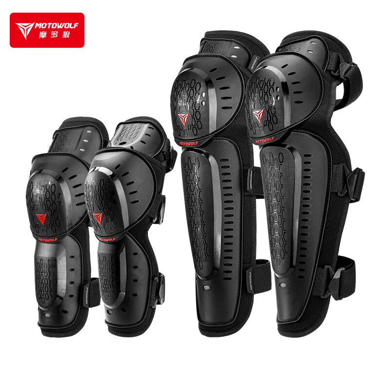 wolf)摩托车护膝骑行护具防风四季通用透气防摔机车骑士装备全套男