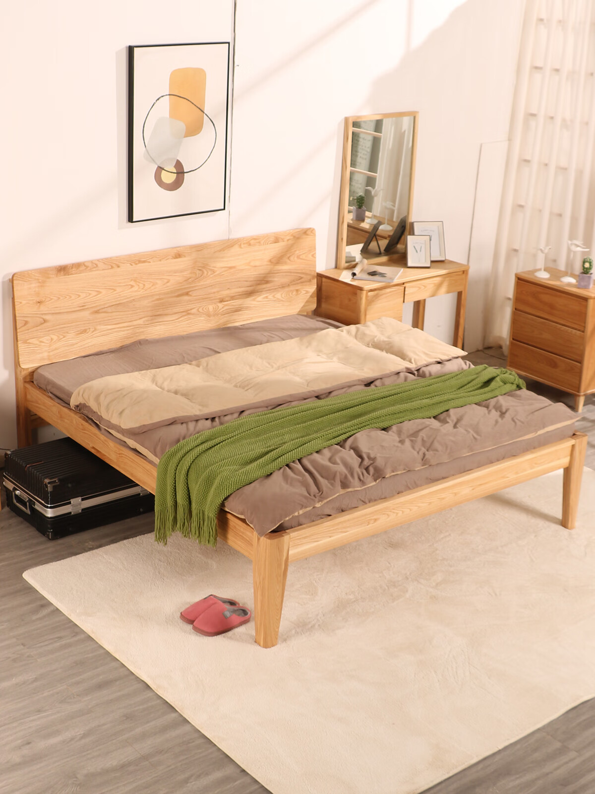 家巴适高脚床高铺白橡木实木床离地青少年老式硬板床腰间盘突出高腿