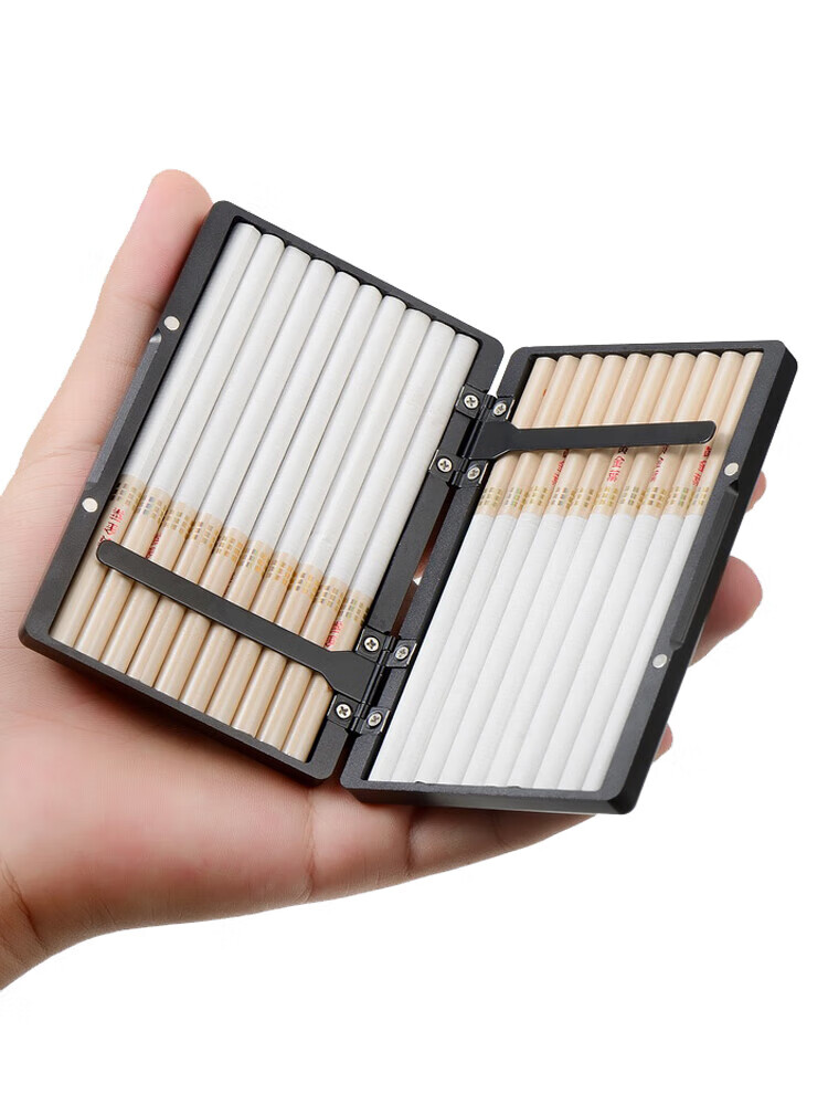 维诺亚细支烟盒男便携20支装铁铝合金属烟盒细支烟壳套子 虎头款[细烟