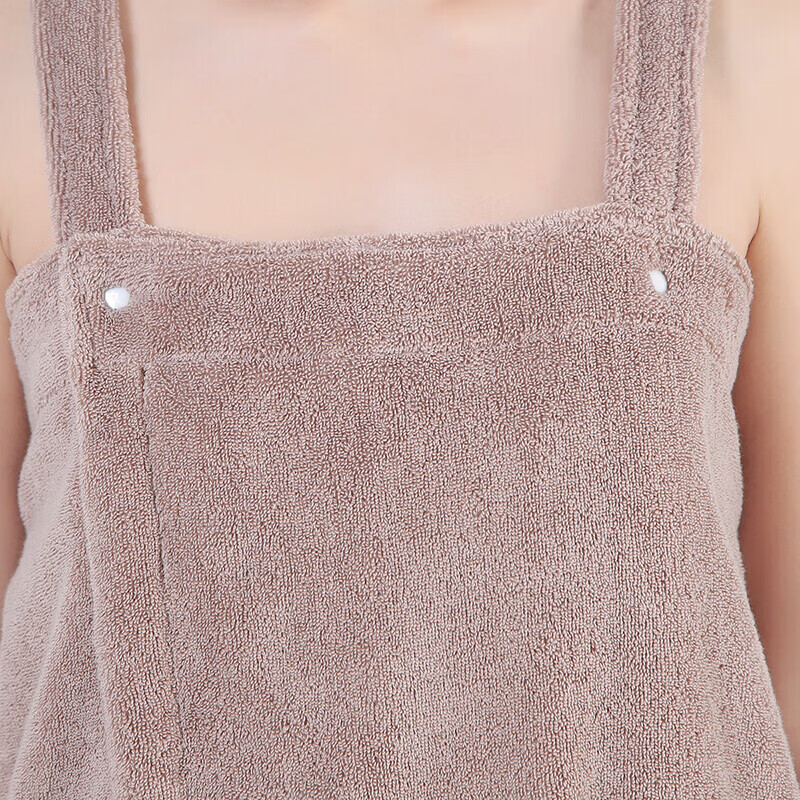 三利长绒棉吊带浴巾 A类柔软吸水可穿式浴裙 590克 纯棉沙滩巾浴袍 棕色 S（衣长72cm，胸围43cm)