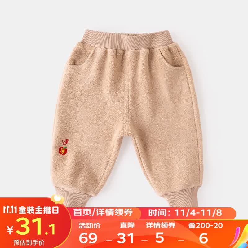 嘟嘟家拜年服加厚裤子冬款男童周岁礼服女童汉服儿童童装运动 卡其色 100高性价比高么？