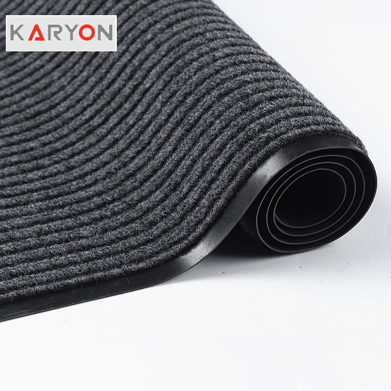 Karyon PVC雙條紋地毯 酒店大門口迎賓防滑墊吸水腳墊樓梯走廊餐廳地墊商用塑料 灰色條紋2米寬15米長