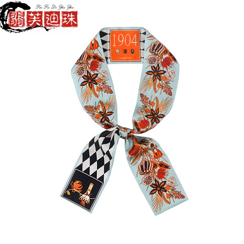 川朴蝴蝶夫人真丝桑蚕丝巾双面加宽小长条包绑带领巾长款复古发带 雾