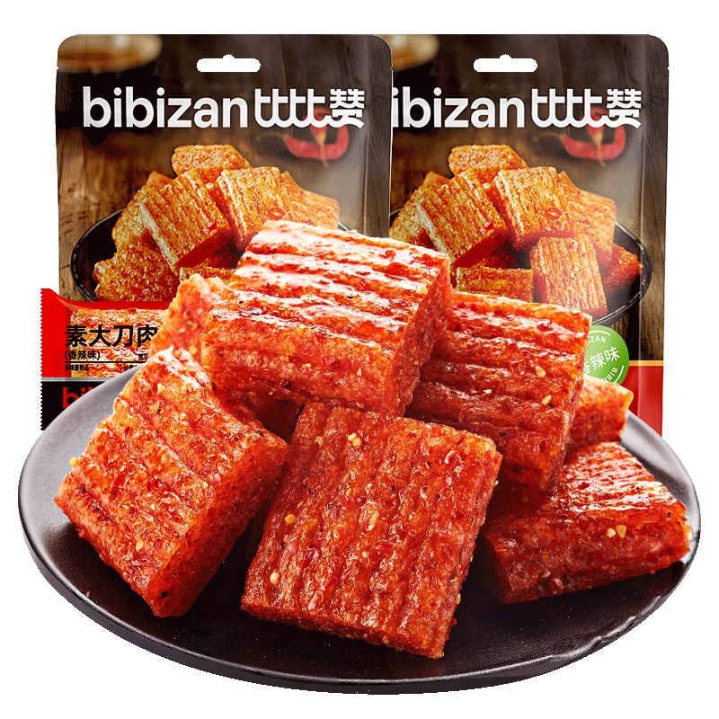 比比贊（BIBIZAN）素大刀肉辣條216g香辣味兒時(shí)懷舊休閑零食品小吃網(wǎng)紅【零食廣場(chǎng)】