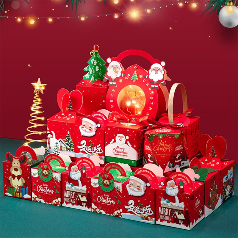 蒂诗卡（DISKA） 苹果礼盒纸盒糖果小礼品包装盒装饰圣诞节平安夜礼物袋 圣诞礼物 10个混装