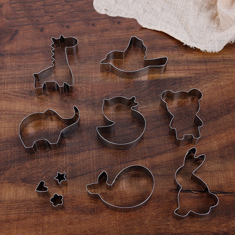 帕帕罗蒂 蒸馒头模具 面食花样糕点卡通翻糖饼干模具 小动物烘培工具 长颈鹿款（7个大+3个小））