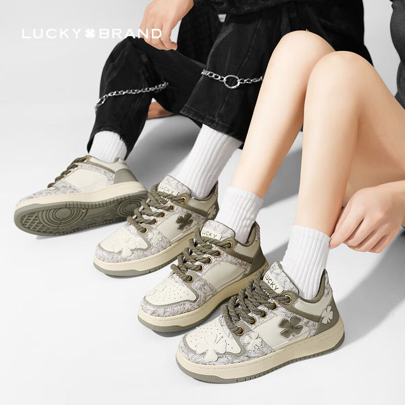 LUCKY BRAND【武艺同款】板鞋 情侣款女鞋四叶草运动鞋透气皮革男单鞋休闲鞋 【幸运四叶草】墨尔本绿 37 京东折扣/优惠券