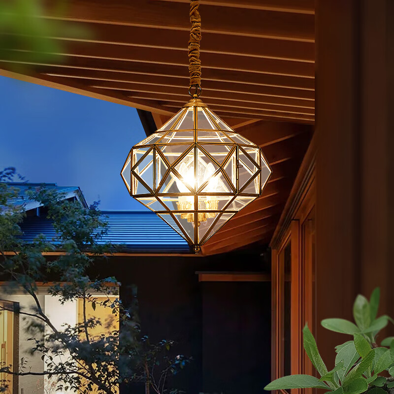 吊灯室外凉亭阳台灯玄关入户过道美式大门口庭院灯 102m透明小吊灯