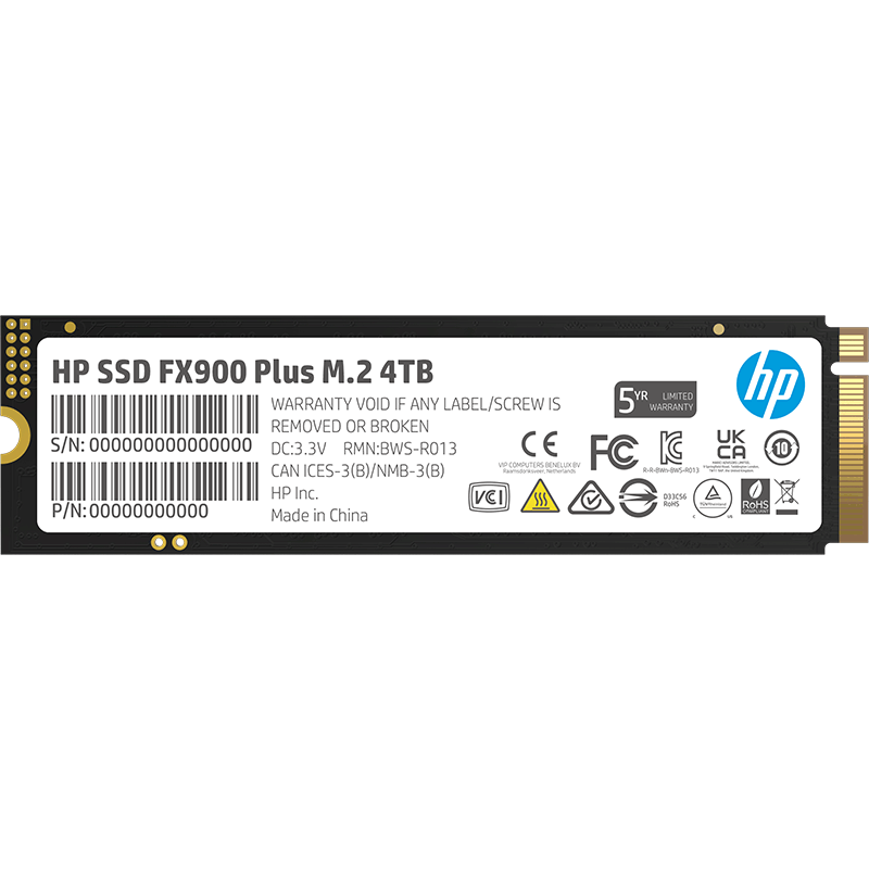 惠普（HP）4TB SSD固态硬盘 M.2接口(NVMe协议) FX900Plus系列｜NVMe PCIe 4.0（7400MB/s读速）