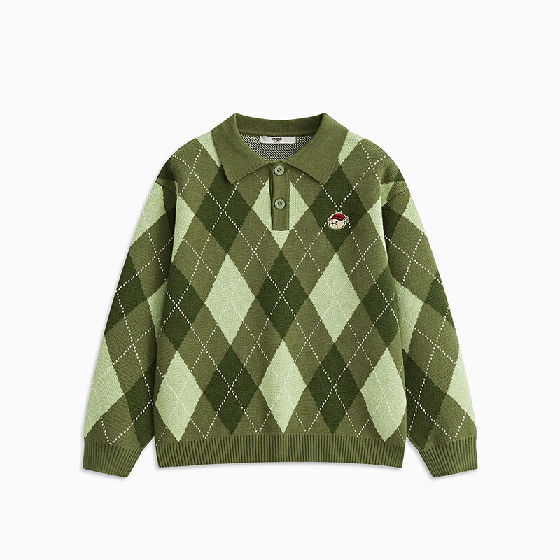 马骑顿MQD童装冬季男童款宽松潮流翻领针织衫 军绿色 110